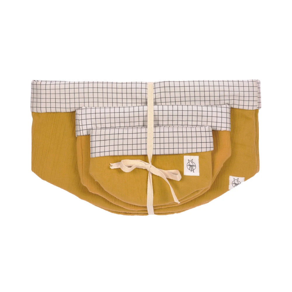 LÄSSIG Laessig Opbergmanden Set 3 Stuks Muslin Mosterd, 100% Organisch Katoen - Afbeelding 2